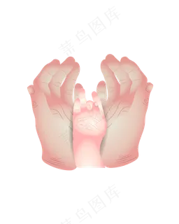 卡通手绘大手牵小手PNG