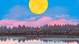 情侣情人节治愈系森林春天春季踏青梦想星空