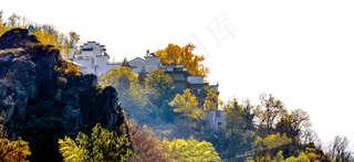 树木村庄和岩石,免抠元素