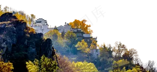 树木村庄和岩石,免抠元素