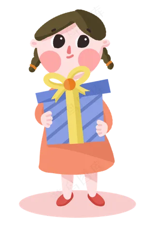 六一儿童节小女孩收到礼物