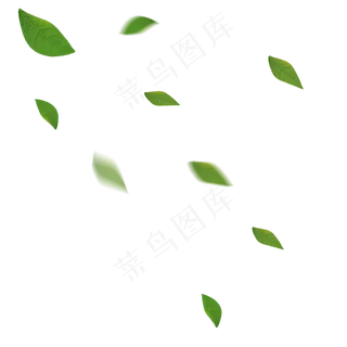 绿色飘零叶子手绘素材下载,免抠元素