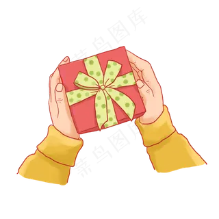 手捧礼盒简约插图PNG免抠素材