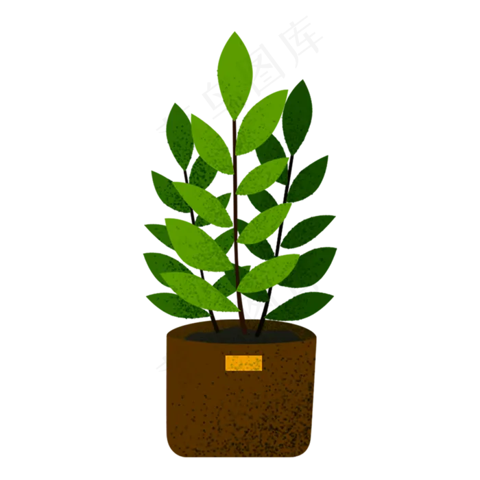 手绘绿色叶子植物绿植(1500X1500(DPI:300))psd模版下载