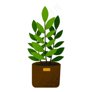 手绘绿色叶子植物绿植