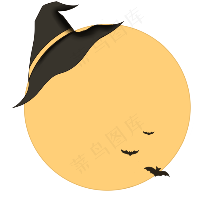 巫帽万圣节边框插画,免抠元素