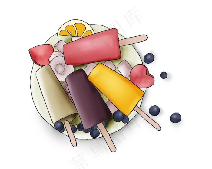 夏季多种解暑水果雪糕(4398X3508(DPI:300))psd模版下载