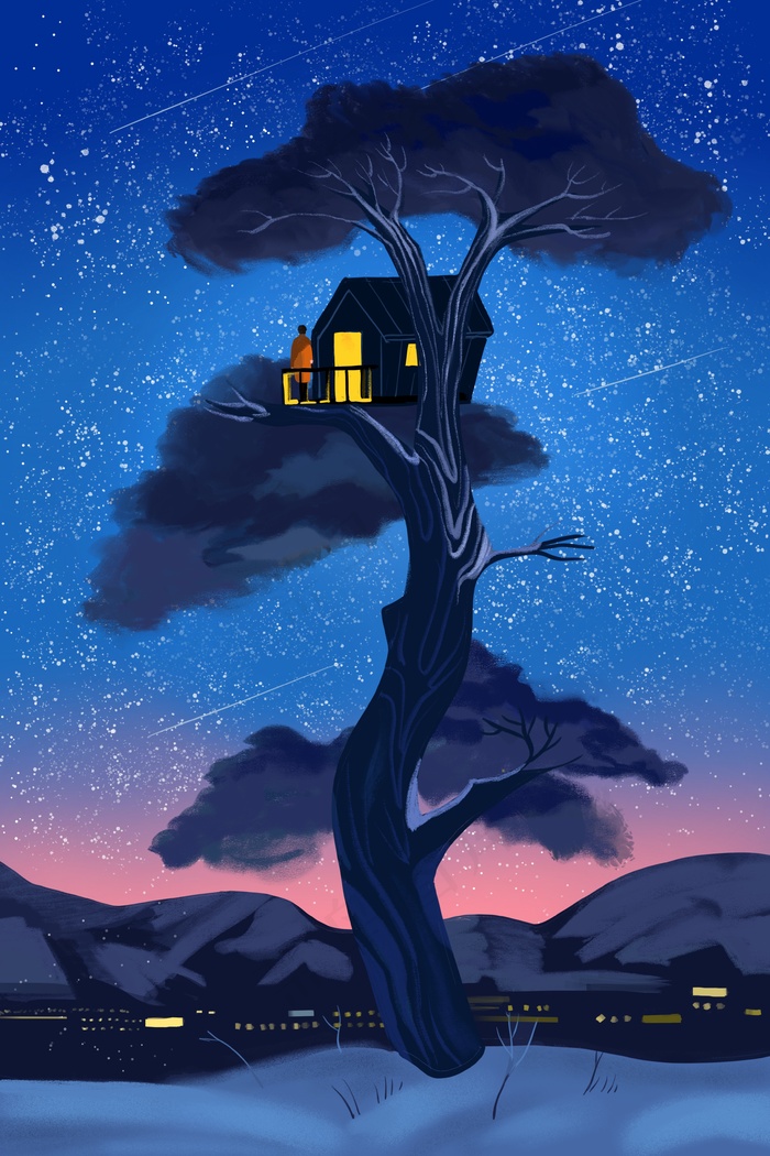 治愈系天空星空情感(3545X5315(DPI:300))psd模版下载
