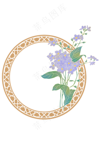 古风复古鎏金花卉简单紫色碎花