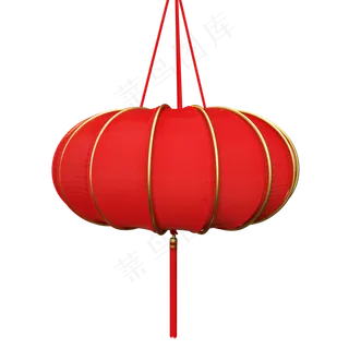 春节红金打灯笼,免抠元素
