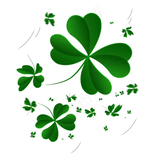 风吹漂浮的四叶草,免抠元素
