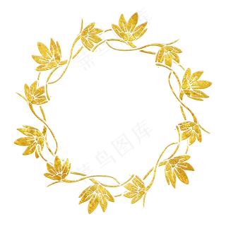 中国风传统烫金鲜花花纹装饰图之