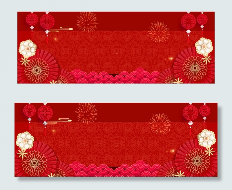 淘宝天猫电商新年氛围立体花朵海报背景