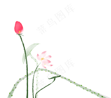 水墨荷花随风摇摆,免抠元素