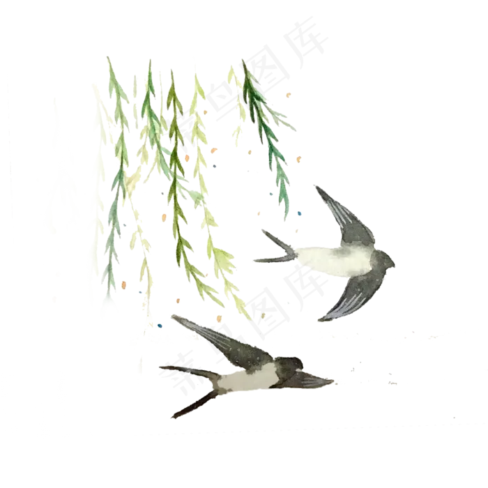 绿柳燕子春天春光淡雅,免抠元素(2000X2000(DPI:200))psd模版下载