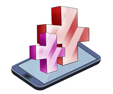 红色的十字和手机,免抠元素 红色的十字和手机,免抠元素