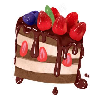 生日巧克力草莓蓝莓蛋糕png免扣