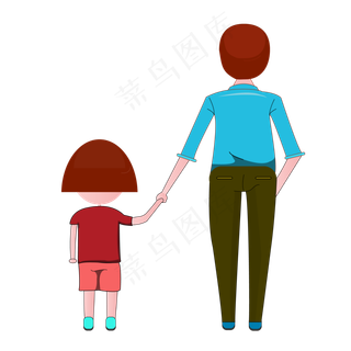 父亲和女儿背影素材图案