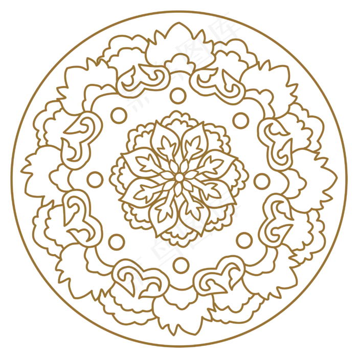 中式花朵古典花纹矢量图(3000*3000px 300 dpi )ai矢量模版下载