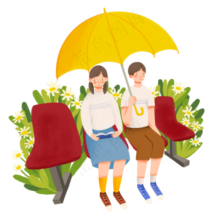 情侣打伞花园处暑(2000X2000(DPI:300))psd模版下载