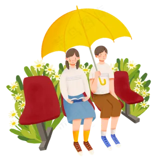 情侣打伞花园处暑