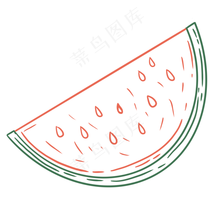 线条场景夏天水果蔬菜西瓜(2000X2000(DPI:300))psd模版下载