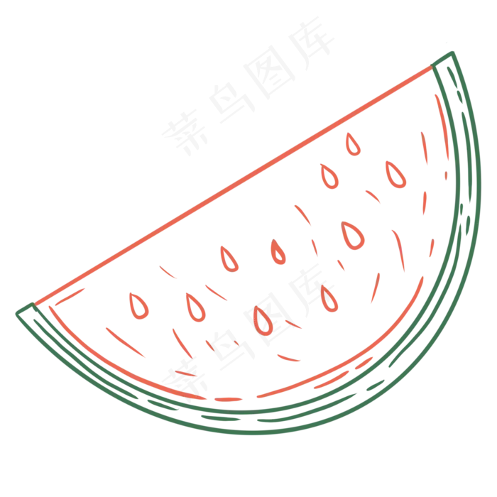 线条场景夏天水果蔬菜西瓜(2000X2000(DPI:300))psd模版下载