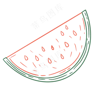 线条场景夏天水果蔬菜西瓜