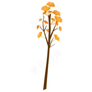手绘立秋唯美清新系列银杏树