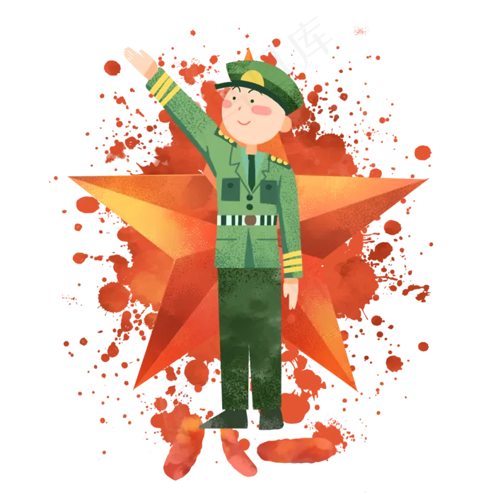 升国旗解放军(2000X2000(DPI:300))psd模版下载