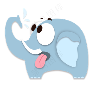 Q版卡通可爱动物趣味大象,免抠元素