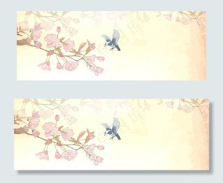 复古手绘花朵古风简约风格banner