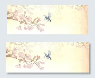 复古手绘花朵古风简约风格banner