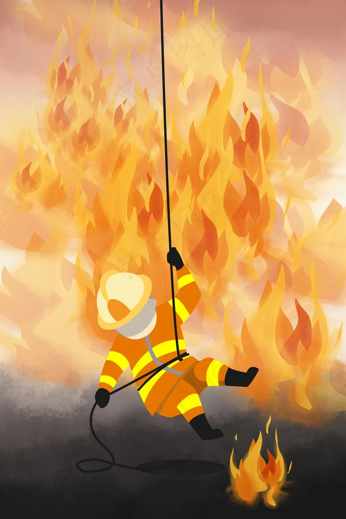 简约火灾消防员营救(3545*5315px 300 dpi )psd模版下载