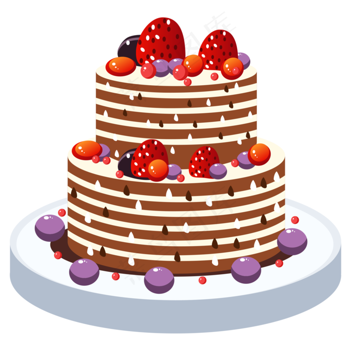 生日卡通情人可爱蛋糕(2000*2000px 300 dpi )ai矢量模版下载