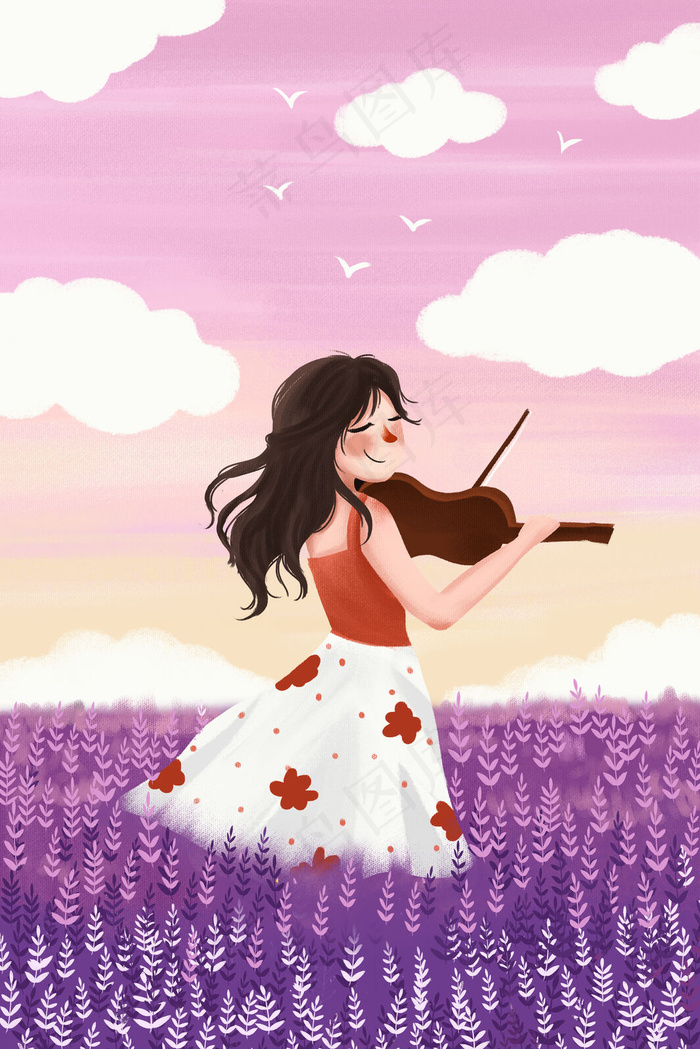 春天春季女孩薰衣草紫花海春游旅游旅行唯美