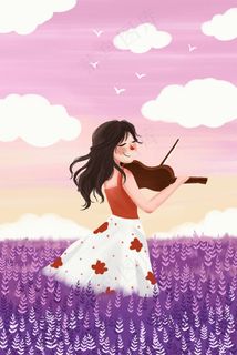 春天春季女孩薰衣草紫花海春游旅游旅行唯美