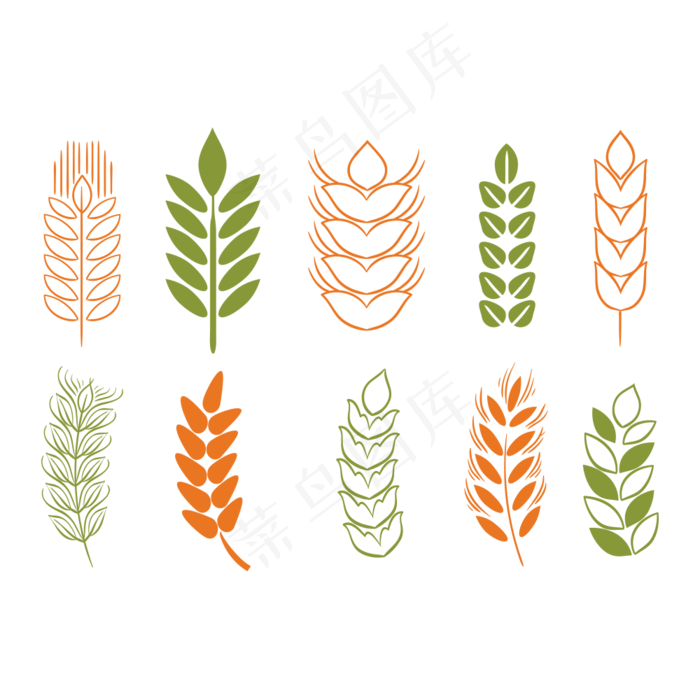 手绘线性麦穗图标,免抠元素