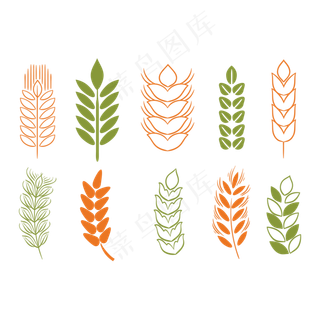 手绘线性麦穗图标,免抠元素