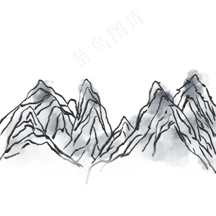 水墨风山峦山峰装饰免扣素材(2000X2000(DPI:300))psd模版下载