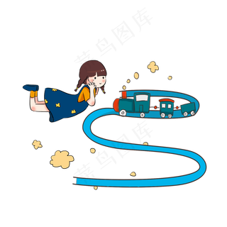 玩小火车的女孩