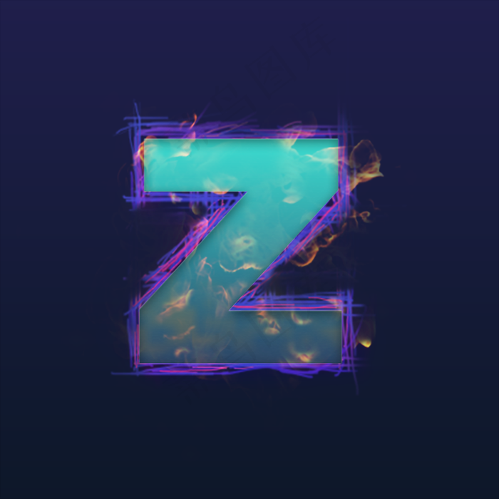 火焰蓝色炫光大写字母Z