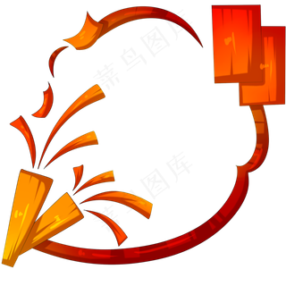 手绘爆竹橙色边框,免抠元素