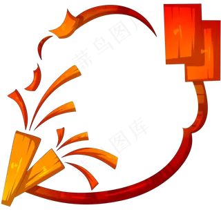 手绘爆竹橙色边框,免抠元素