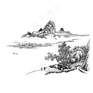 国画山水水墨风景PNG线条东方意境,免抠元素 国画山水水墨风景PNG线条东方意境,免抠元素