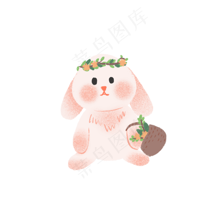 手绘可爱复活节小兔子,免抠元素