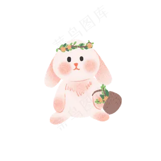 手绘可爱复活节小兔子,免抠元素
