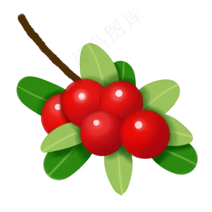 一束蔓越莓插图装饰(2000X2000(DPI:300))psd模版下载