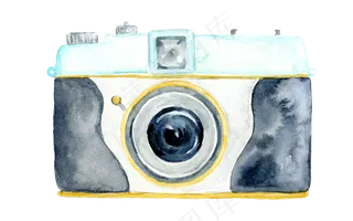 卡通水彩小清新手绘小清新相机,免抠元素
