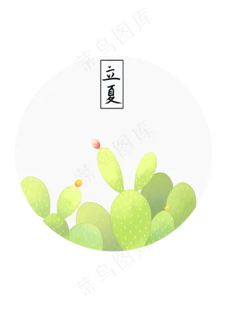 立夏仙人掌手绘装饰图